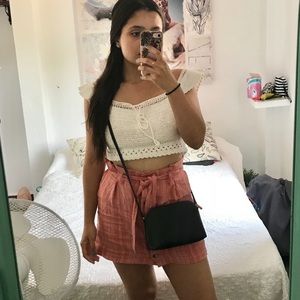 Linen striped mini skirt